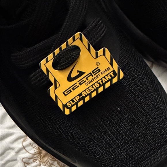 Black Lace-Up Slip-Resistant Sneakers with Neon Green Insoles - Picture 3 of 7